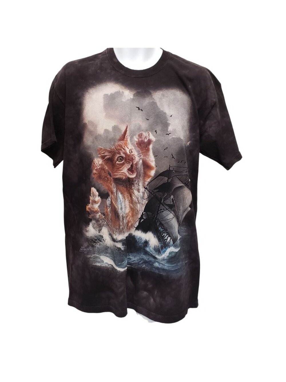 The Mountain Mens Cat Kitten Ship Tshirt Tie Dye Size L